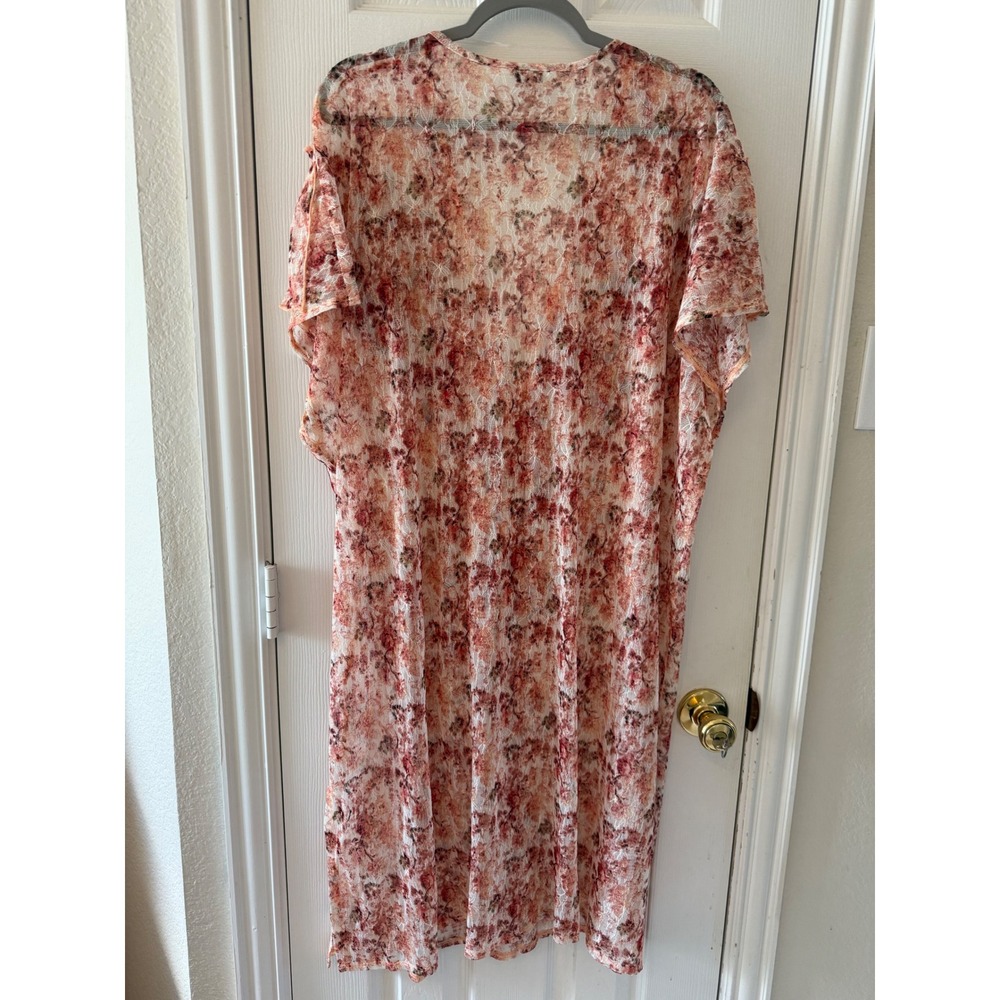 Cato Floral Lace Ruffle Front Dress Sheer Overlay Romantic Boho 18/20W Plus - Picture 6 of 7